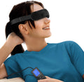 Woman relaxing with Wizard Research heated eye mask